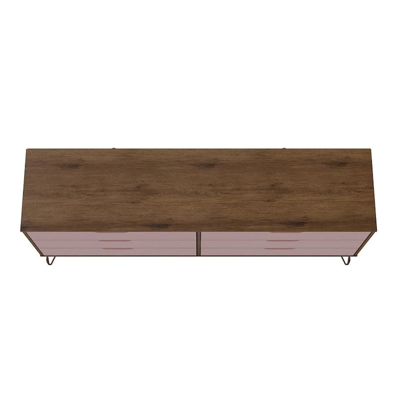 6-Drawer Double Low Dresser with Metal Legs