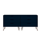 6-Drawer Double Low Dresser with Metal Legs