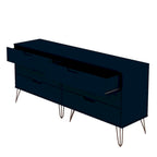 6-Drawer Double Low Dresser with Metal Legs