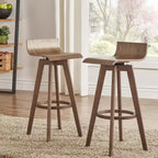Ellery Mid-Century Modern Swivel Wood Stool (Set of 2) iNSPIRE Q Modern