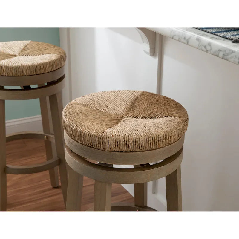 Maya Backless 31-Inch 360-Degree Swivel Bar Stool with Seagrass Seat