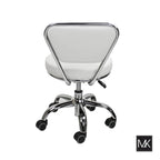 Dayton Short Stool Adjustable 13 to 15 Low Rolling Chair with Backrest, White - N/A