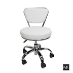 Dayton Short Stool Adjustable 13 to 15 Low Rolling Chair with Backrest, White - N/A