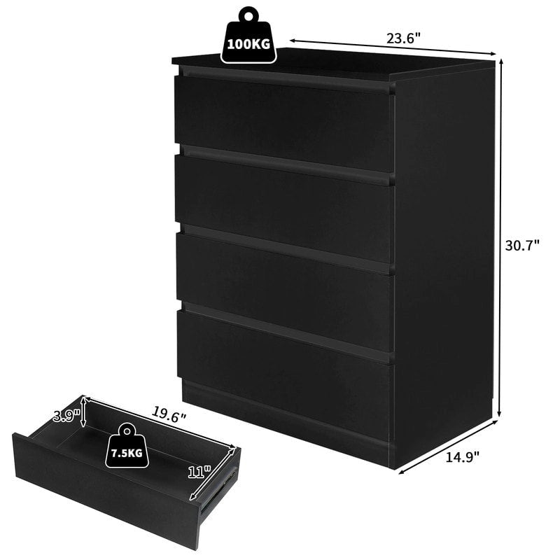 Modern Wood Dresser for Bedroom with 4 Drawers