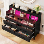 Moasis Modern 6-Drawer Storage Chest Dresser Drawer Organizers with LED Light