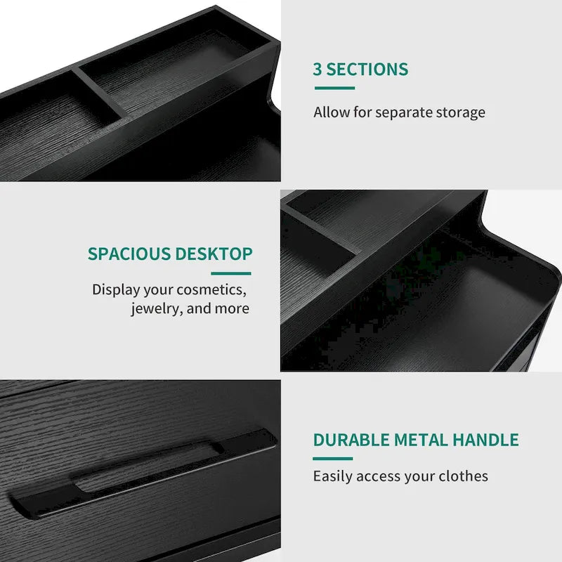 Moasis Modern 6-Drawer Storage Chest Dresser Drawer Organizers with LED Light