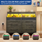 Moasis Modern 6-Drawer Storage Chest Dresser Drawer Organizers with LED Light
