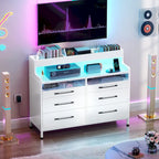 Moasis Modern 6-Drawer Storage Chest Dresser Drawer Organizers with LED Light