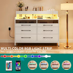 Moasis Modern 6-Drawer Storage Chest Dresser Drawer Organizers with LED Light