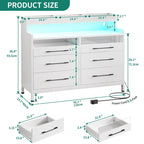 Moasis Modern 6-Drawer Storage Chest Dresser Drawer Organizers with LED Light