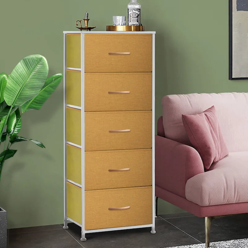 Home Bedroom Furniture 5-drawer Chest Vertical Storage Tower - Fabric Dresser
