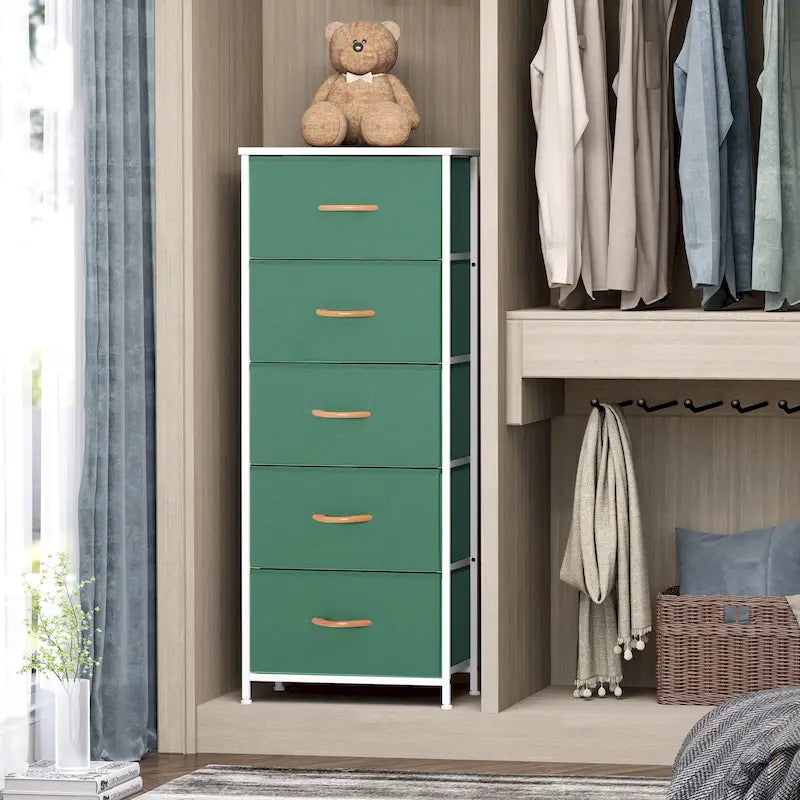 Home Bedroom Furniture 5-drawer Chest Vertical Storage Tower - Fabric Dresser