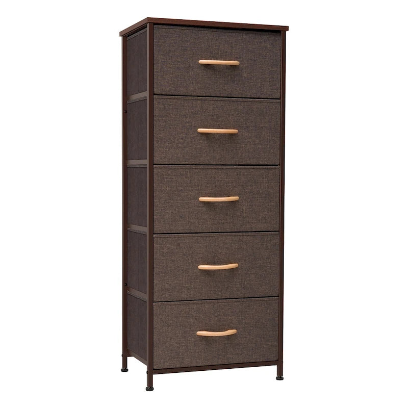 Home Bedroom Furniture 5-drawer Chest Vertical Storage Tower - Fabric Dresser