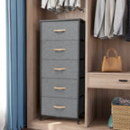 Home Bedroom Furniture 5-drawer Chest Vertical Storage Tower - Fabric Dresser