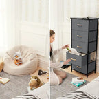 Home Bedroom Furniture 5-drawer Chest Vertical Storage Tower - Fabric Dresser