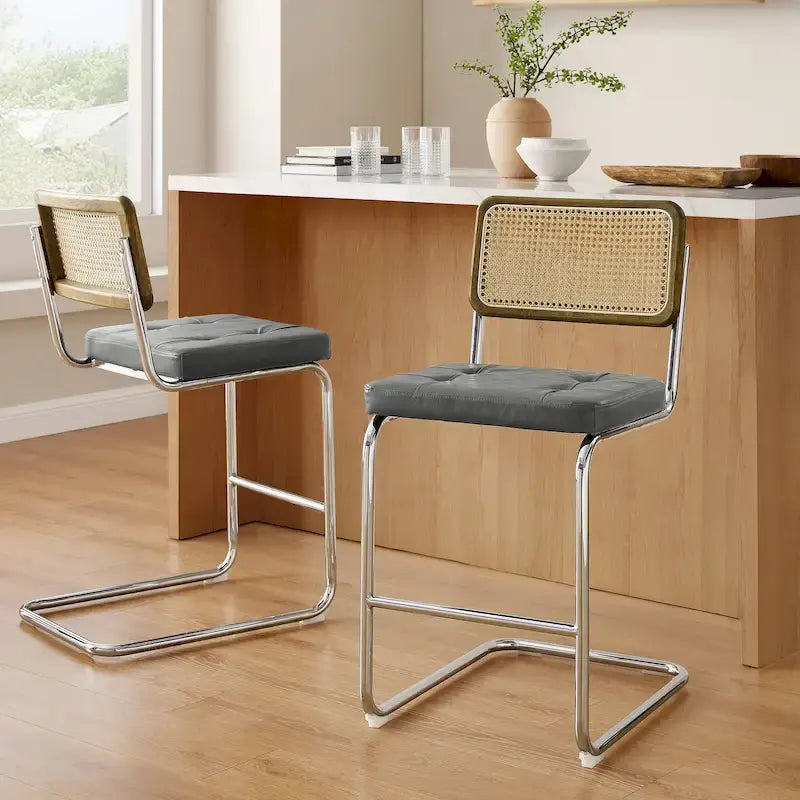 Art Leon Rustic Upholstered Counter Height Bar Stools (Set of 2)