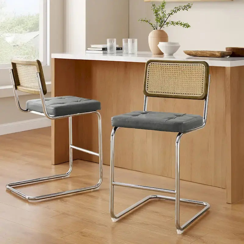 Art Leon Rustic Upholstered Counter Height Bar Stools (Set of 2)