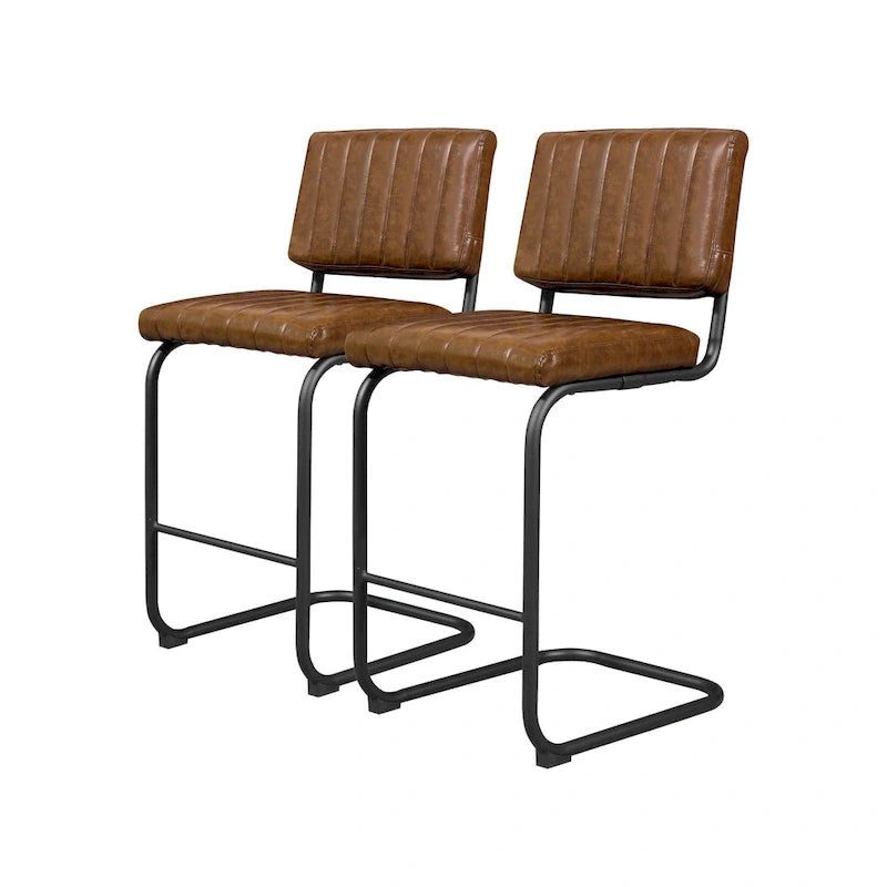 Art Leon Rustic Upholstered Counter Height Bar Stools (Set of 2)