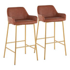 Silver Orchid Galotti Gold Fixed-Height Upholstered Bar Stool - Set of 2