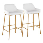 Silver Orchid Galotti Gold Fixed-Height Upholstered Bar Stool - Set of 2