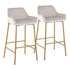Silver Orchid Galotti Gold Fixed-Height Upholstered Bar Stool - Set of 2