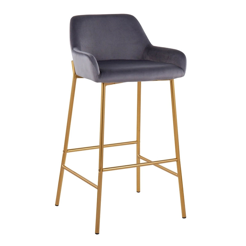 Silver Orchid Galotti Gold Fixed-Height Upholstered Bar Stool - Set of 2