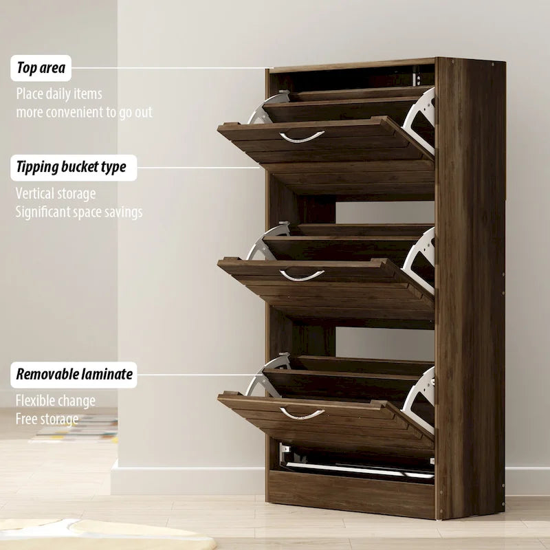 Shoe Cabinet with Flip Drawer for Entryway Rack Storage Organizer