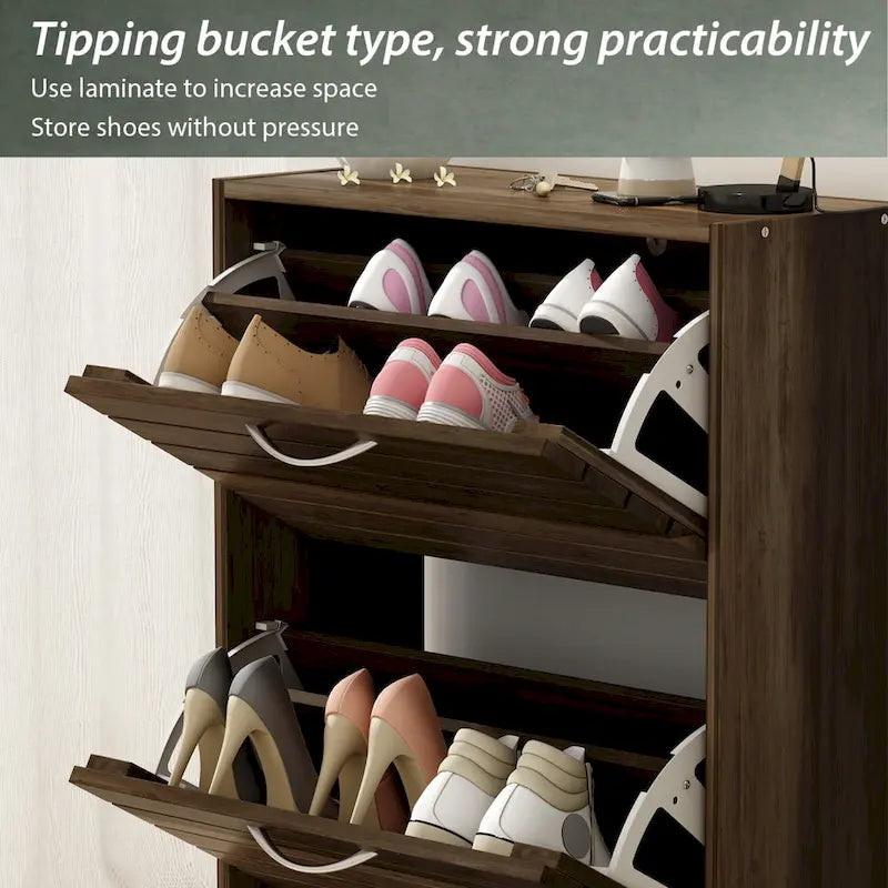 Shoe Cabinet with Flip Drawer for Entryway Rack Storage Organizer