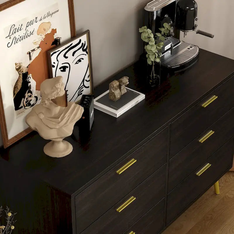 Timechee Modern 6 Drawer Storage Chest Double Dresser Sideboard Cabinet