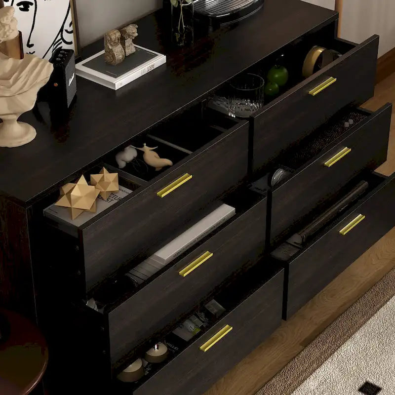 Timechee Modern 6 Drawer Storage Chest Double Dresser Sideboard Cabinet