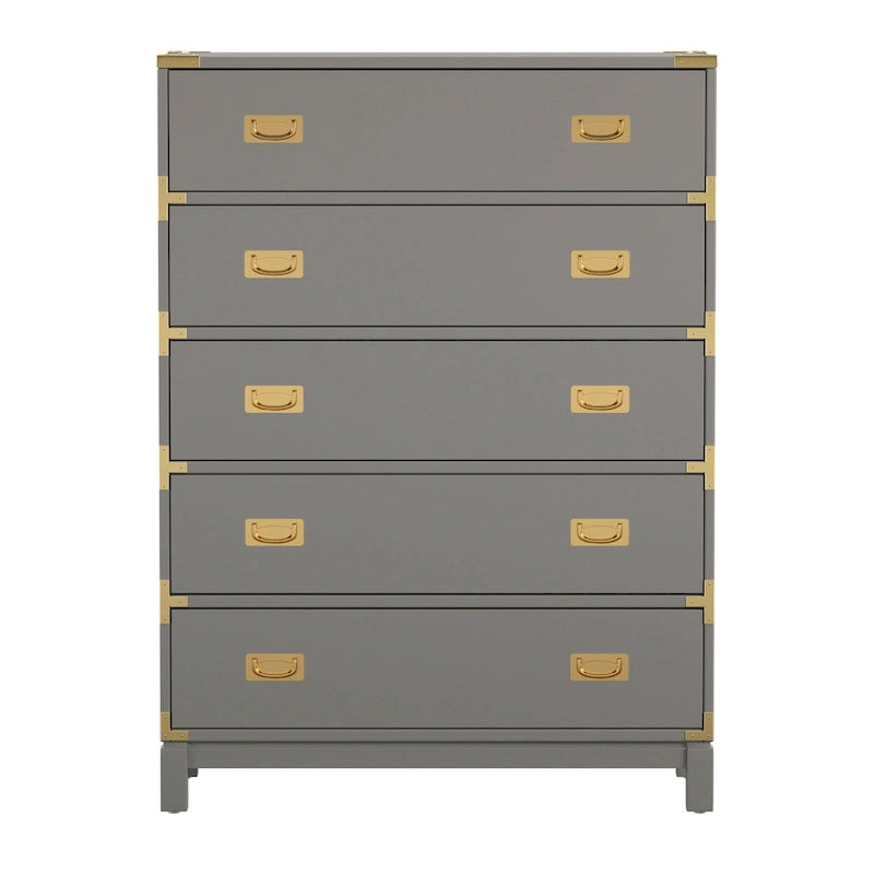 Kedric 5-Drawer Gold Accent Chest by iNSPIRE Q Bold