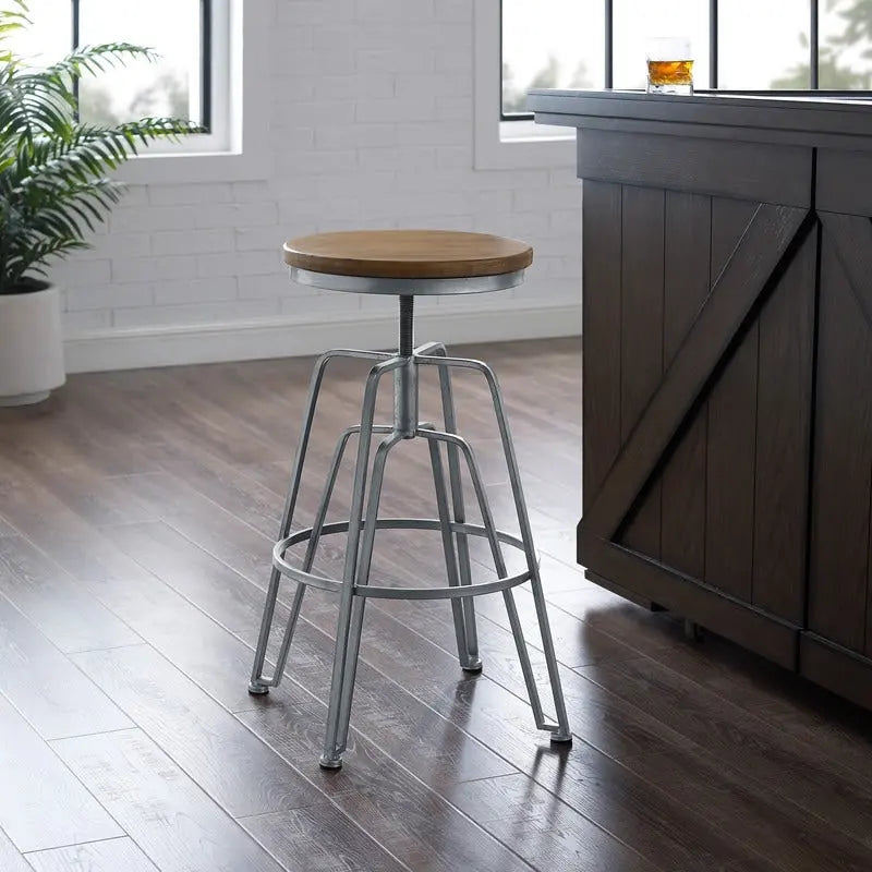 Wood and Metal 25-29 Inch Adjustable Stool