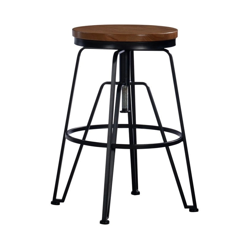 Wood and Metal 25-29 Inch Adjustable Stool