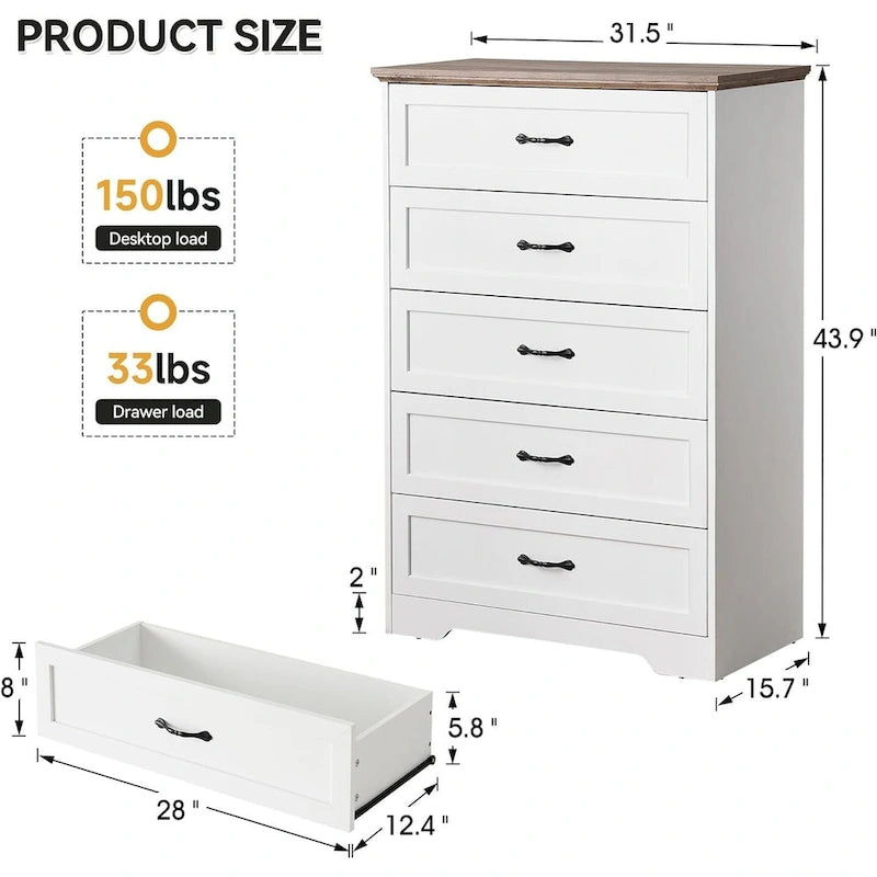 Modern 6 Drawer Dresser Closet Storage Tower Organizer Unit for Bedroom