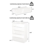 5 Drawer Chest Dresser w/High Gloss Drawers Chest With Light Storage