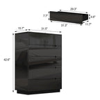 5 Drawer Chest Dresser w/High Gloss Drawers Chest With Light Storage