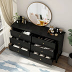 Lacquer Dresser for Bedroom with Deep Drawers Wooden 6 Drawers Chest