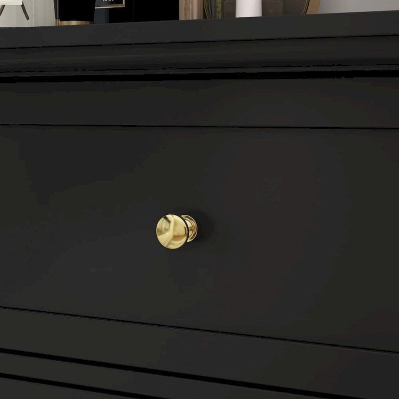 Lacquer Dresser for Bedroom with Deep Drawers Wooden 6 Drawers Chest