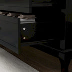 Lacquer Dresser for Bedroom with Deep Drawers Wooden 6 Drawers Chest