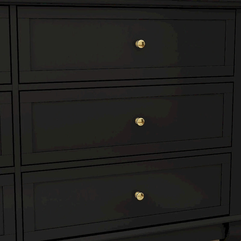 Lacquer Dresser for Bedroom with Deep Drawers Wooden 6 Drawers Chest