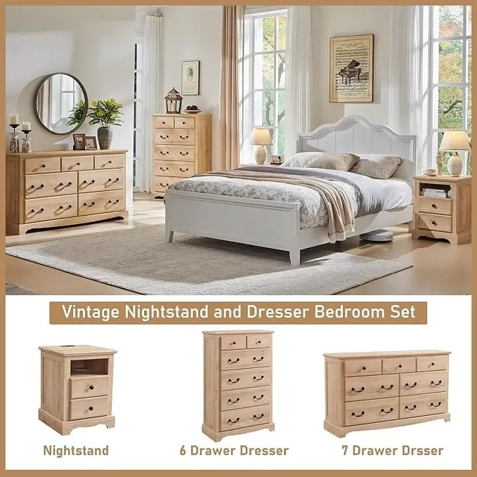 Vintage 6 Drawers Wood Dresser Chests, Rustic Dressers Chset Organizer