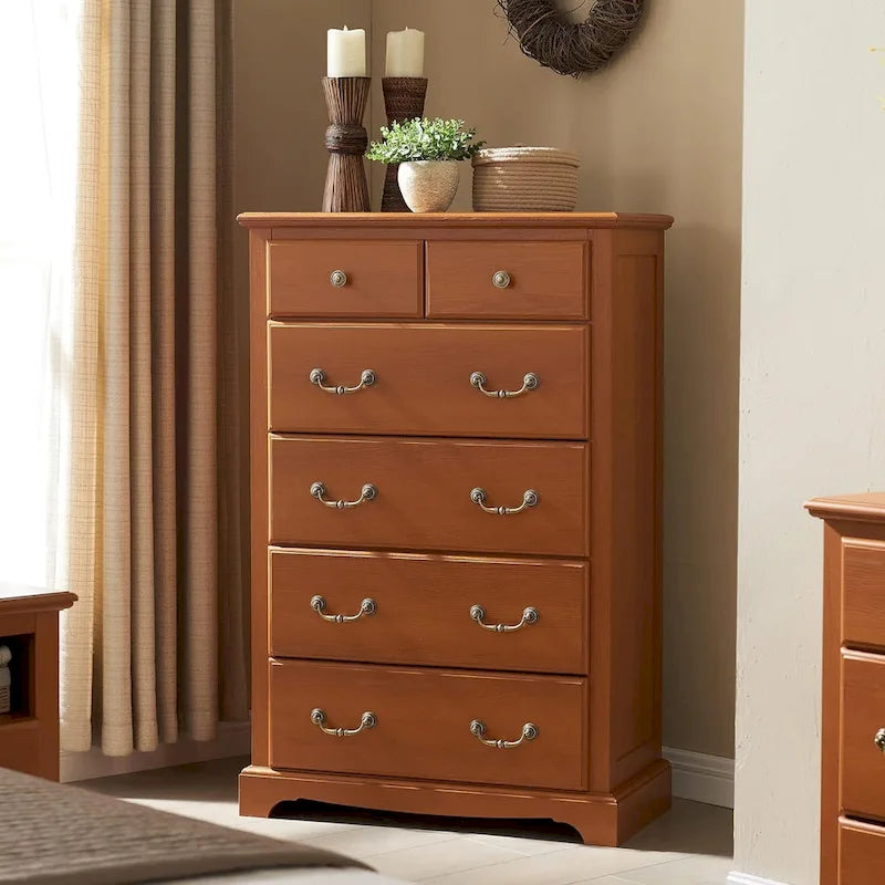 Vintage 6 Drawers Wood Dresser Chests, Rustic Dressers Chset Organizer
