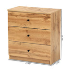 Decon Modern Oak Brown Finished Wood 3-Drawer Storage Chest