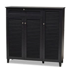 Baxton Studio Contemporary 11-shelf Wood Shoe Storage Cabinet with Drawer