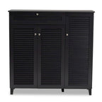 Baxton Studio Contemporary 11-shelf Wood Shoe Storage Cabinet with Drawer