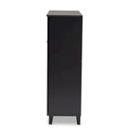 Baxton Studio Contemporary 11-shelf Wood Shoe Storage Cabinet with Drawer