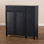 Baxton Studio Contemporary 11-shelf Wood Shoe Storage Cabinet with Drawer