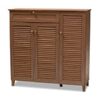 Baxton Studio Contemporary 11-shelf Wood Shoe Storage Cabinet with Drawer
