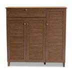 Baxton Studio Contemporary 11-shelf Wood Shoe Storage Cabinet with Drawer