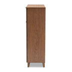 Baxton Studio Contemporary 11-shelf Wood Shoe Storage Cabinet with Drawer